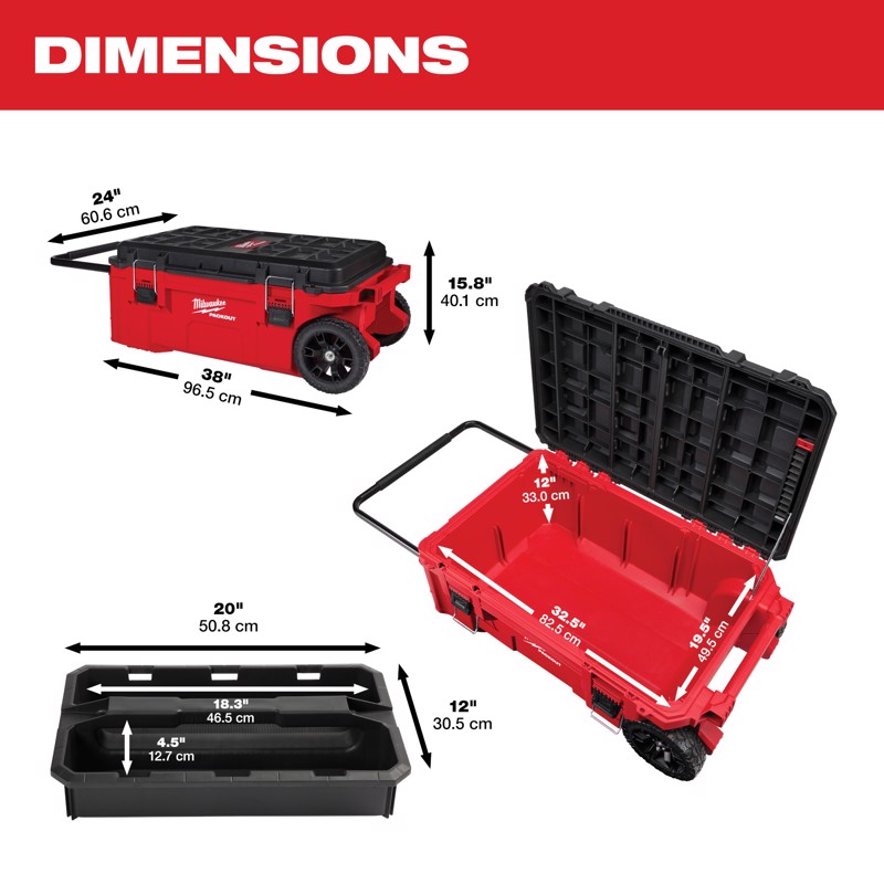 Milwaukee PACKOUT ローリングツールチェスト (48-22-8428) / TOOL CHEST ROLLING 24"L