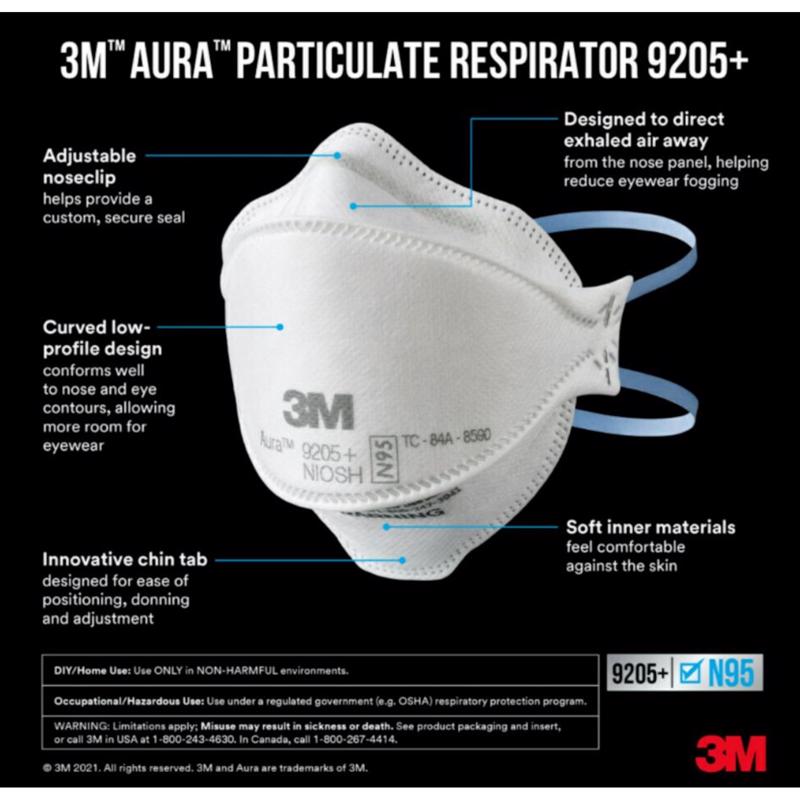 3M Aura 埃除けN95規格微粒子用マスク 3枚入 12セット ( 9205P-3-DC) / RESPIRATOR N95 3PK
