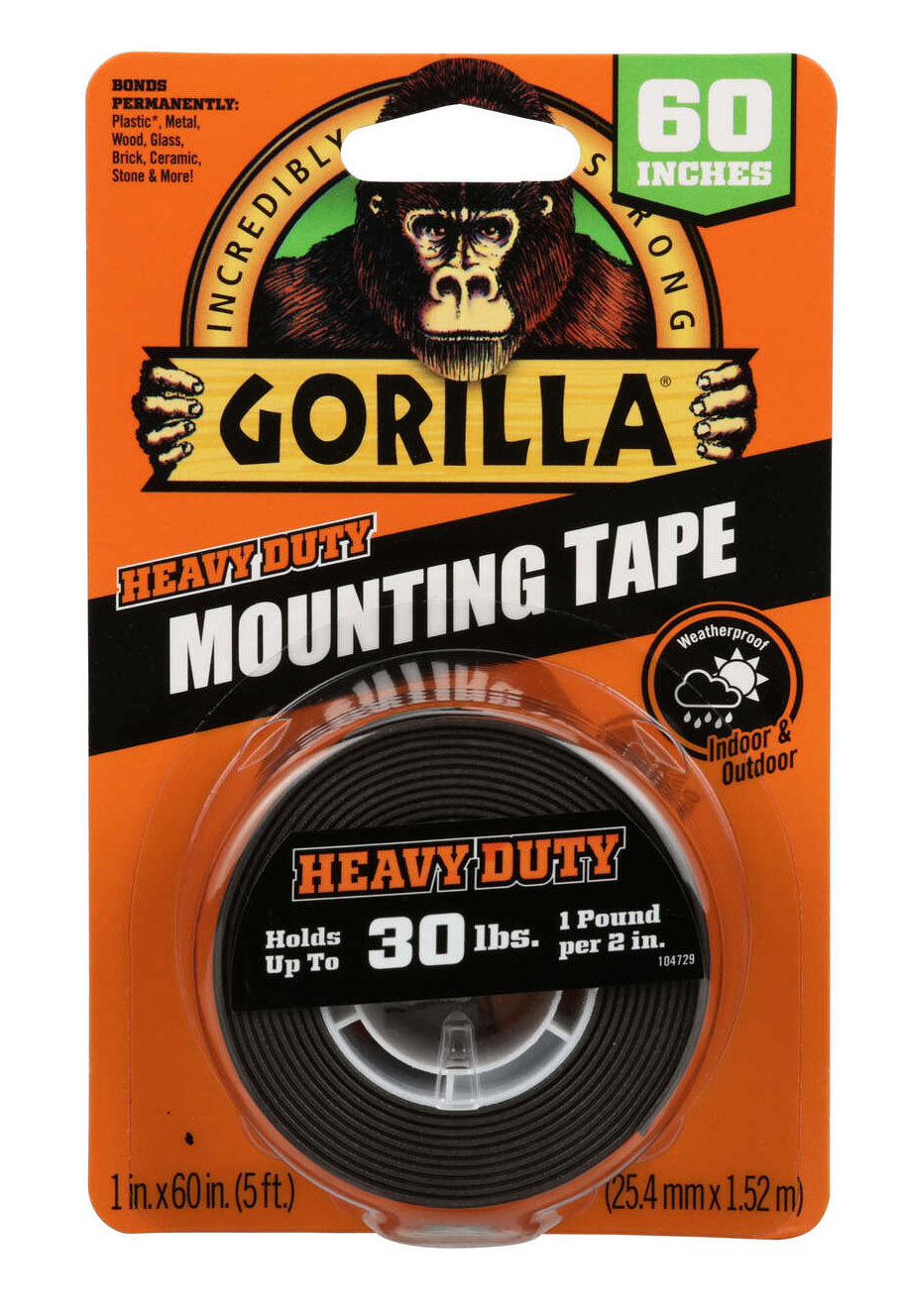 Gorilla 両面マウントテープ ブラック 6個セット (6055002) / GORILLA MOUNTG TAPE BLK