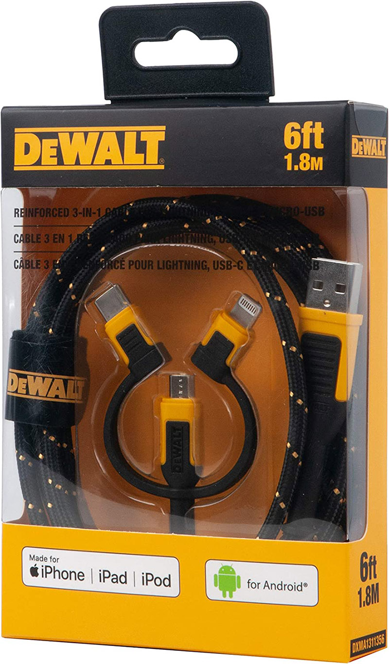 DeWalt 3-in-1 補強加工ケーブル (131 1356 DW2) / 3IN1 REINFORCED CABLE 6'