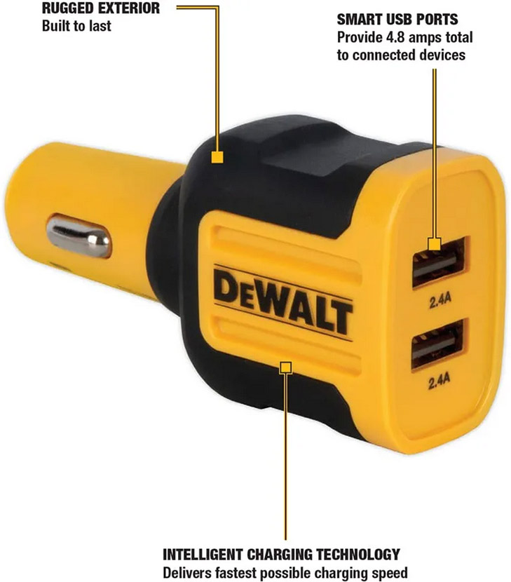DeWalt USB 充電器 (141 9008 DW2) / MOBILE USB CHARGE 24W 2P