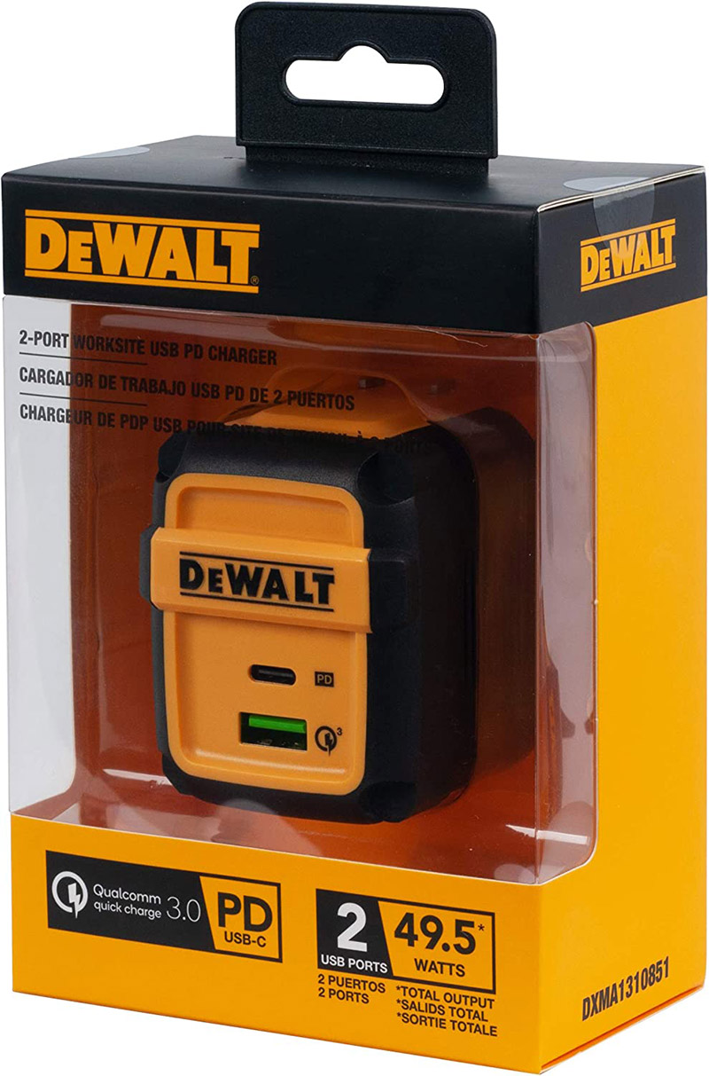 DeWalt 2ポートUSB式壁用充電器 (131 0851 DW2) / USB 50W WORKSITE CHARGER