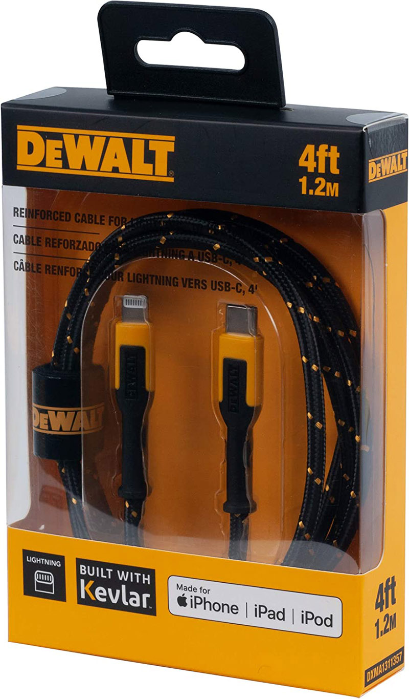 DeWalt Lightning/USB-C ケーブル  (131 1357 DW2) / LIGHTNING USBC APPLE 4'
