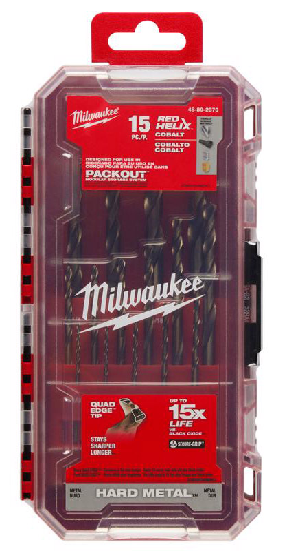 Milwaukee コバルト製ドリルビット15点セット (48-89-2370) / DRILL BIT COBLT SET 15PC