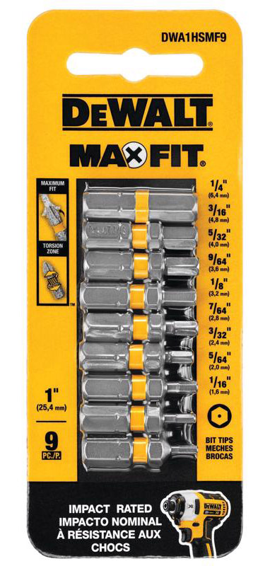 DeWalt Max Fit スクリュードライバービット9点セット (DWA1HSMF9)