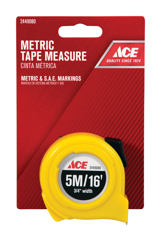 ACE  メーター表示付きメジャーテープ  5メートル/16フィート (UA5019C) / TAPE RULE 3/4"X5M/16' HV