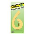 HY-KO ネジ取付式ナンバー ブラスゴールド 4インチ「6」(BR-40/6) / NUMBER HOUSE 4"S BRASS#6