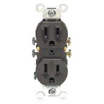 Leviton 2口コンセント ブラウン (05320-00S) / RECEPT GRND DPLX 15A BRN
