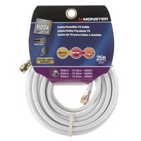 Monster Cable Hook It Up ビデオ用同軸ケーブル ホワイト 7.5m (140044-00) / CABLE COAX RG6 25' WHITE
