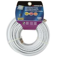 Monster Cable Hook It Up ビデオ用同軸ケーブル ホワイト 30m 2パック(140041-00) / CABLE COAX RG6 100' WHT