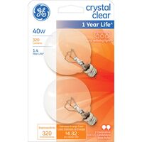 GE Lighting グローブ型白熱電球 ホワイト 40W 2個入6パック (17730)