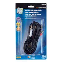 Monster Cable Just Hook It Up デュアル R/L RCA ステレオケーブル 3.6m (140288-00) / CABLE DUAL RCA 12' BLACK