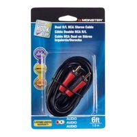 Monster Cable Just Hook It Up デュアル R/L RCA ステレオケーブル 1.8m (140289-00) / CABLE DUAL RCA 6' BLACK