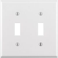 Leviton プラスティック製トグルウォールプレート 2ギャング ホワイト (88009-000) / TOGGLE SWITCH WALPLT2GWH