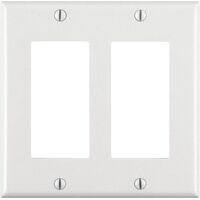 Leviton プラスティック製GFCI/ロッカーウォールプレート 2ギャング (80409-00W) / DECORA WALLPLATE 2G WHT