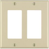 Leviton Decora プラスティック製GFCI/ロッカーウォールプレート 2ギャング (80409-00I) / DECORA WALLPLATE 2G IV