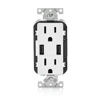 Leviton Decora コンセント USBチャージャー ホワイト (R02-T5632-0BW) / USB DUPLX RECEPTACLE WHT