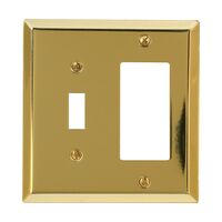 Amerelle 型打ちスティール製ウォールプレート 2ギャング ポリッシュドブラス (163TRBR) / WALLPLATE 1TOG/1RCKR PB