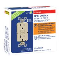 Leviton GFCIコンセント 125V アイボリー 3パック (GFNT1-03I) / GFCI ST RECEPT 15A IV3PK