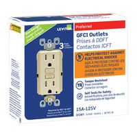 Leviton  GFCIコンセント 125V アイボリー 3パック (GFTR1-03I) / GFCI RECEPT TR IVORY 3PK