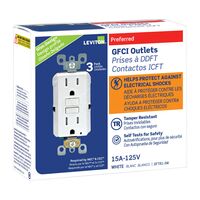 Leviton GFCIコンセント 15A ホワイト 3個入 (GFTR1-03W) / GFI ST RECEPT TR 3PK WHT