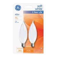 GE Lighting 炎型白熱電球  40ワット CA10 ソフトホワイト 2個入 4パック (66106)