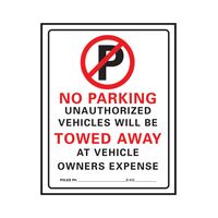 HY-KO プラスティック製サインプレート「No Parking/Unauthorized Vehicles will be Towed Away」(702) / SIGN NO PARKING 15"X19"