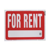 HY-KO プラスティック製サインプレート「For Rent」5枚入 (RS-603) / SIGN FOR RENT 18X24 PLST