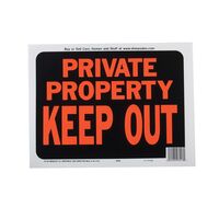 HY-KO プラスティック製サインプレート「Private Property Keep Out」10枚入 (3016) / SIGN PRVT PROP9X12"PLSTC