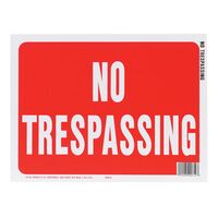 HY-KO プラスティック製サインプレート「No Trespassing」10枚入 (20612) / SIGN NO TRESPASSING R/W