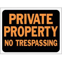 HY-KO プラスティック製サインプレート「Private Property - No Trespassing」10枚入 / SIGN PRVT PROP9X12"PLSTC