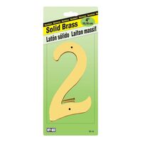 HY-KO ネジ取付式ナンバー ブラスゴールド 4インチ「2」(BR-40/2) / NUMBER HOUSE 4"S BRASS#2