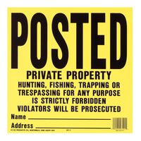 HY-KO プラスティック製サインプレート「Posted Private Property」20枚入 (YP-1) / SIGN POSTED 11X11" PLSTC