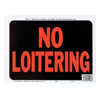 HY-KO プラスティック製サインプレート「No Loitering」10枚入 (3036) / SIGN NO LOITER9X12"PLSTC