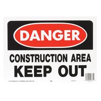 HY-KO プラスティック製サインプレート「Danger/Construction Area Keep Out 」5枚入 (520) / SIGN OSHA CONSTRUCT AREA