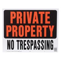 HY-KO プラスティック製サインプレート「Private Property / No Trespassing」5枚入 (SP-106) / SIGN NO TRESPASS 15X19"
