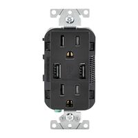 Leviton Decora USBチャージャー付コンセント 15AMP ブラック (T5632-E) / USB OUTLET 15AMP BLK