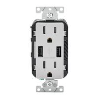 Leviton Decora USBチャージャー付コンセント 15AMP グレー (T5632-GY) / USB OUTLET 15AMP GRY