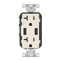 Leviton Decora USBコンセント 20AMP ライトアーモンド (T5832-T) / USB OUTLET 20A LA