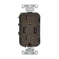 Leviton Decora USBコンセント 15AMP ブラウン (T5632-B) / USB OUTLET 15AMP BRWN