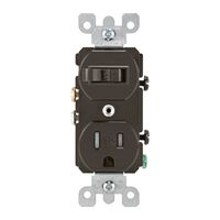 Leviton タンパーレジスタント コンビネーションスイッチコンセント ブラウン (T5225) / COM SWTCH/TR OUT BRWN