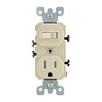 Leviton タンパーレジスタント コンビネーションスイッチコンセント ライトアーモンド (T5225-I) / COM SWITCH/TR OUT 15A IV