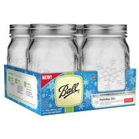 Ball Keepsake USA Stars and Stripes コレクションジャー レギュラーマウス 16オンス 4個入 4パック ( 1440069057)  / CANNING JAR SNOW FLK 4PK