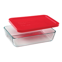 Pyrex 食物保存コンテナ6個セット (1075430) / PYREX REC W/RED LID 3CUP