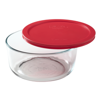 Pyrex 食物保存コンテナ 4個セット (1075429) / PYREX ROUND W/LID 7CUP
