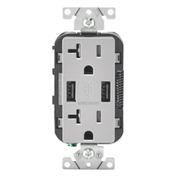 Leviton Decora コンセント＆USBチャージャー グレー (T5832-GY) / USB OUTLET 20AMP GRAY