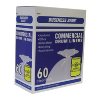 Business Bags 商用ドラム/缶用ライナー袋 55ガロン 60枚入 (618644) / DRUM LINER CLR 55G BX60