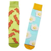 Hallmark ベーコン＆エッグ柄クルーシックス 2パック (1SOX1077) / BACON & EGGS SOCKS