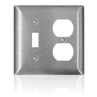 Leviton C-Series 二連＆トグルスイッチ用ウォールプレート ステンレススティール 2ギャング ( 0SL18-000) / WALLPLATE 2G 1T 1D SS