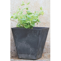 Novelty Artstone フラワーポット スクエア ブラック (35088) / PLANTER ELLA SQR BLK 8"